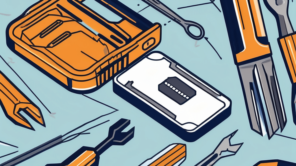 A broken credit card being repaired with tools